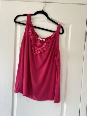 Cato Magenta Floral-Trim Tank Camisole